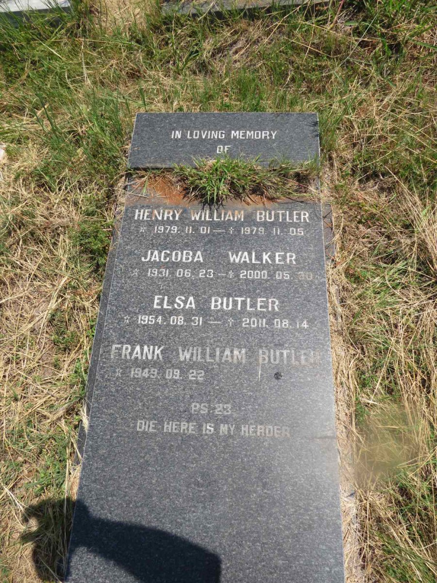 BUTLER Henry William 1979-1979 :: WALKER Jacoba 1931-2000 :: BUTLER Elsa 1954-2011 :: BUTLER Frank William 1949- 