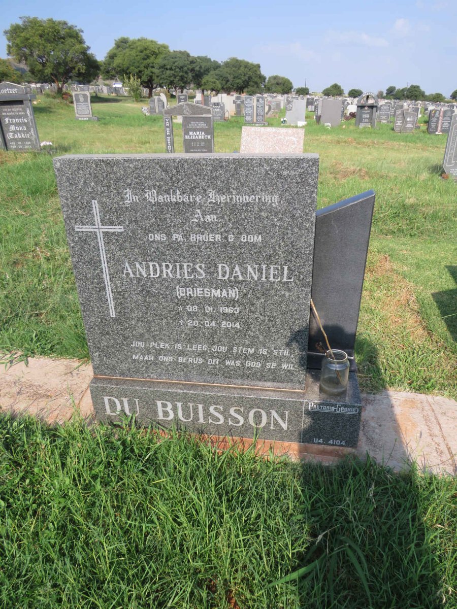 BUISSON Andries Daniel, du 1963-2014