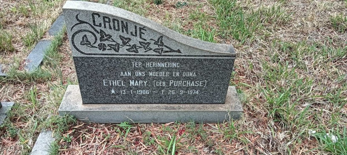 CRONJE Ethel Mary nee PURCHASE 1906-1974