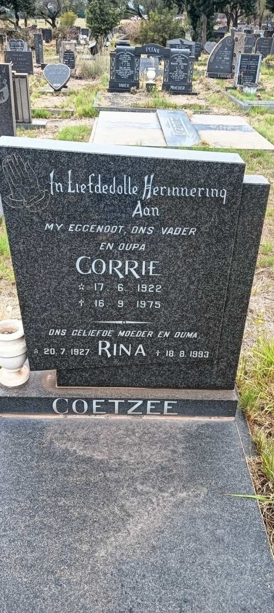 COETZEE Corrie 1922-1975 & Rina 1927-1993