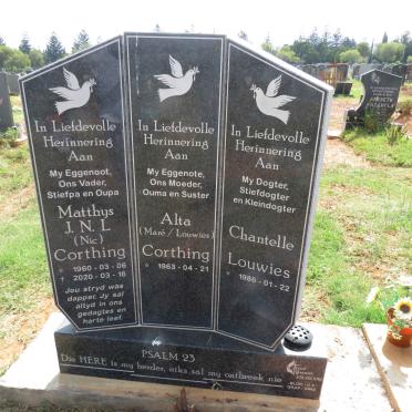 CORTHING Matthys J.N.L. 1960-2020 & Alta voorheen LOUWIES nee MARE 1963- :: LOUWIES Chantelle 1986- 