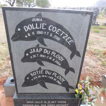 COETZEE Dolly 1910-2001 :: DU PLOOY Jaap 1941-2004 & Kotie 1941-2021