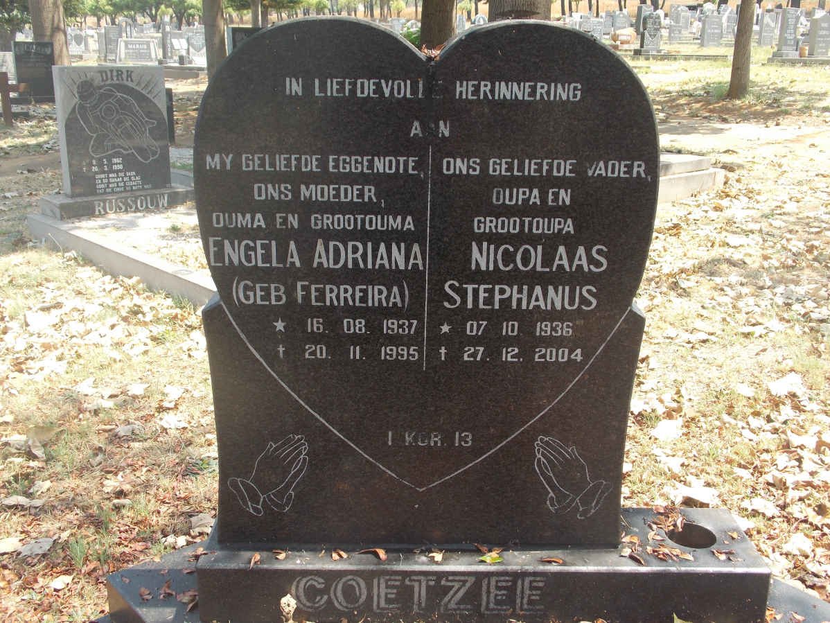 COETZEE Nicolaas Stephanus 1936-2004 &amp; Engela Adriana FERREIRA 1937-1995