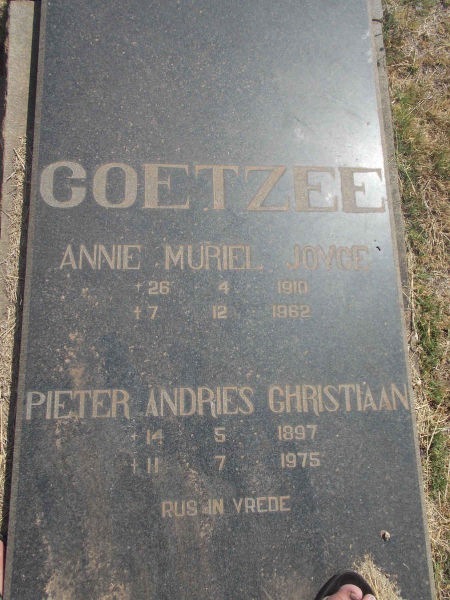 COETZEE Pieter Andries Christiaan 1897-1975 &amp; Annie Muriel Joyce 1910-1962