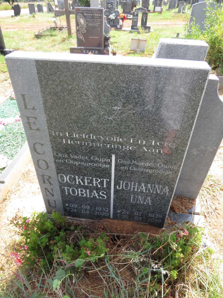 CORNU Ockert Tobias, le 1932-2020 & Johanna Una 1938-2019