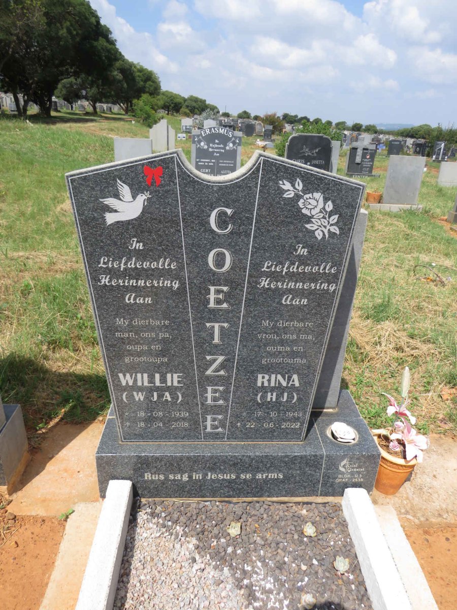 COETZEE W.J.A. 1939-2018 & H.J. 1943-2022