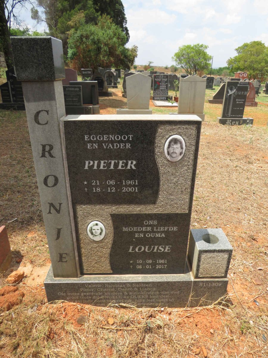 CRONJE Pieter 1961-2001 & Louise 1961-2017