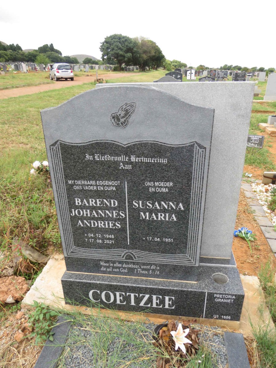 COETZEE Barend Johannes Andries 1948-2021 & Susanna Maria 1951- 