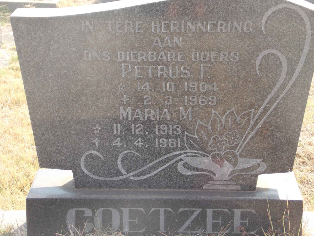 COETZEE Petrus F. 1904-1969 &amp; Maria M. 1913-1981