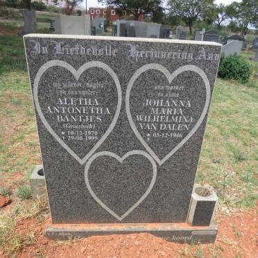 DALEN Johanna Maria Wilhelmina, van 1946- :: BANTJES Aletha Antonetha nee GROESBEEK 1970-1999