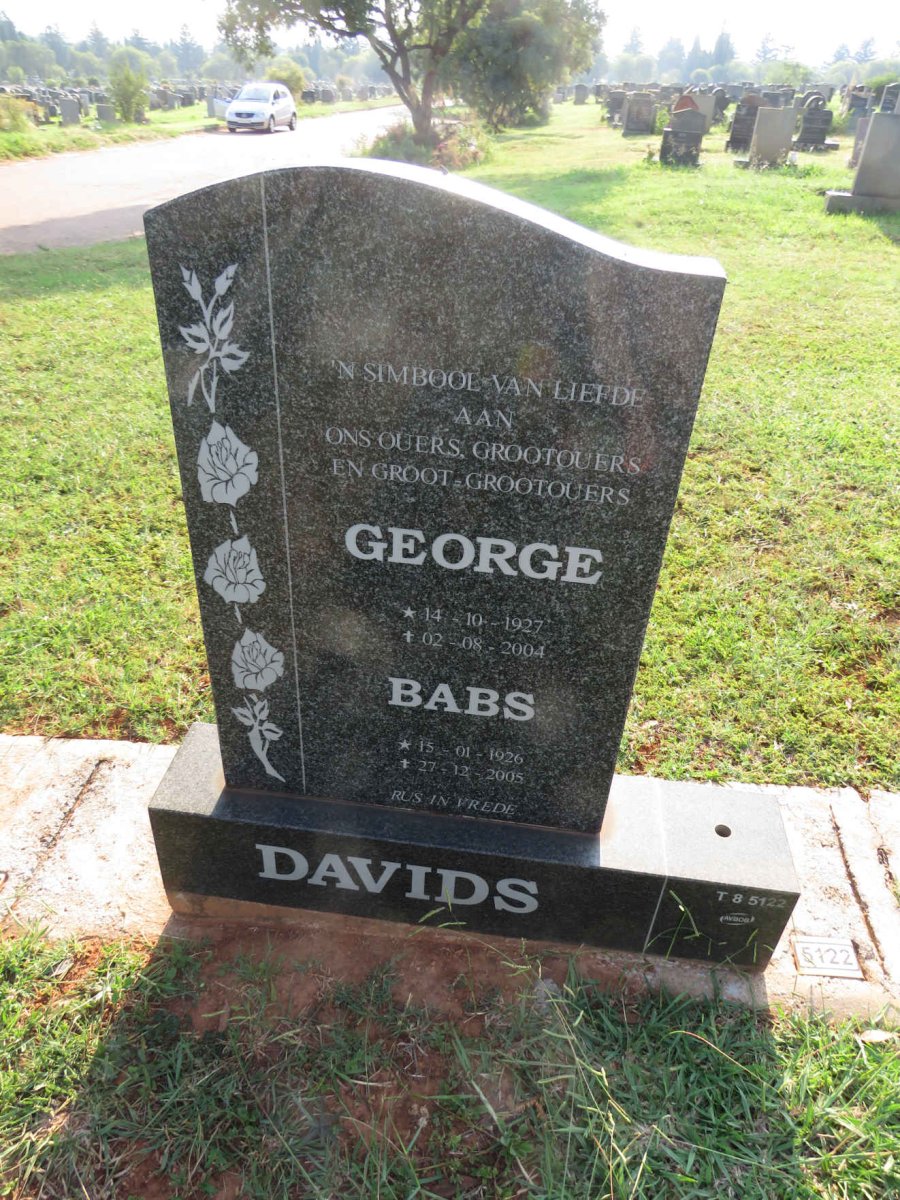 DAVIDS George 1927-2004 & Babs 1926-2005