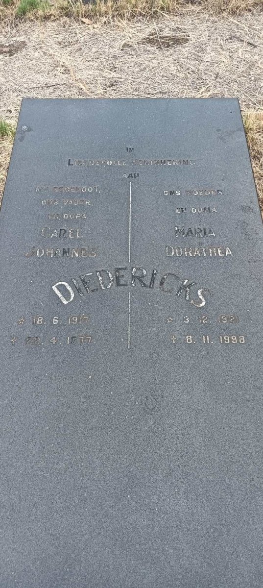 DIEDERICKS Carel Johannes 1917-1977 & Maria Dorathea 1921-1998 