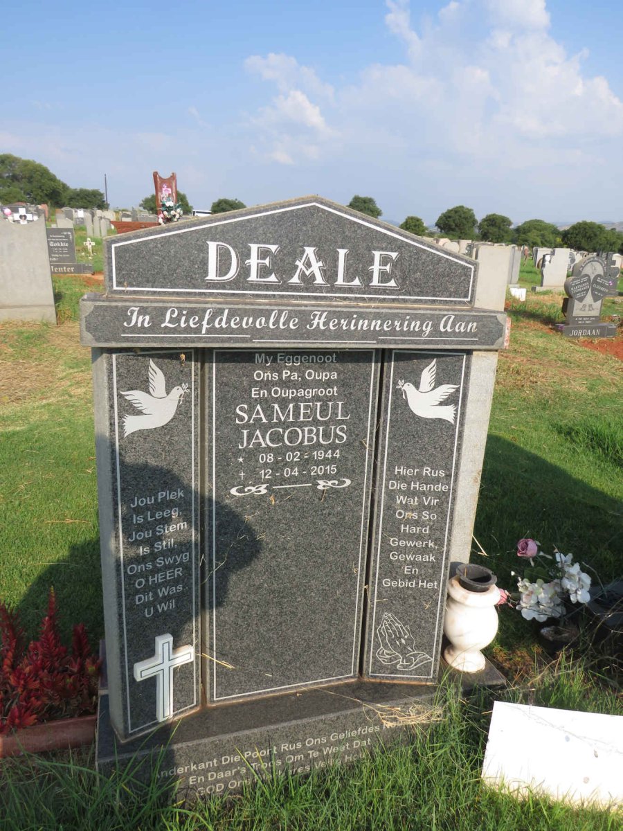 DEALE Sameul Jacobus 1944-2015