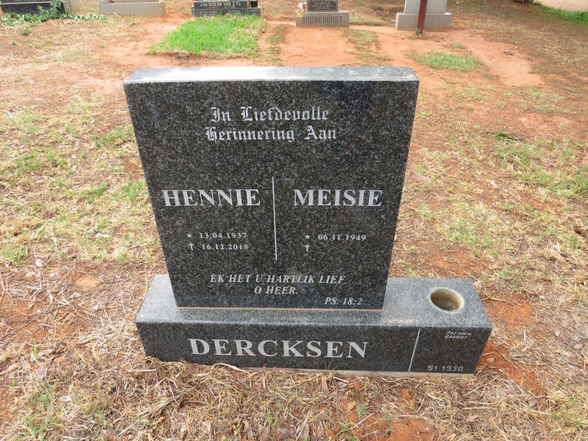 DERCKSEN Hennie 1937-2018 & Meisie 1949-