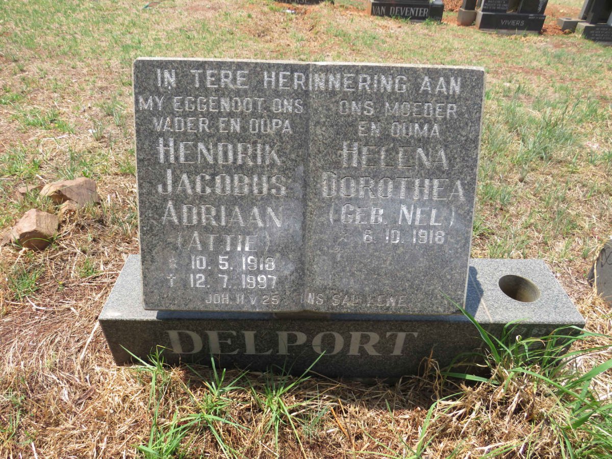 DELPORT Hendrik Jacobus Adriaan 1918-1997 & Helena Dorothea NEL 1918-