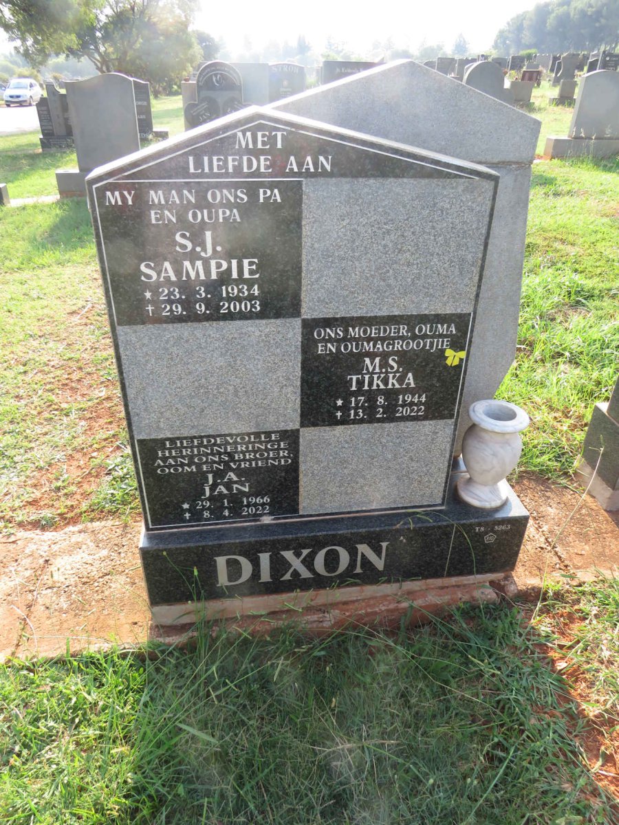 DIXON S.J. 1934-2003 & M.S. 1944-2022 :: DIXON J.A. 1966-2022