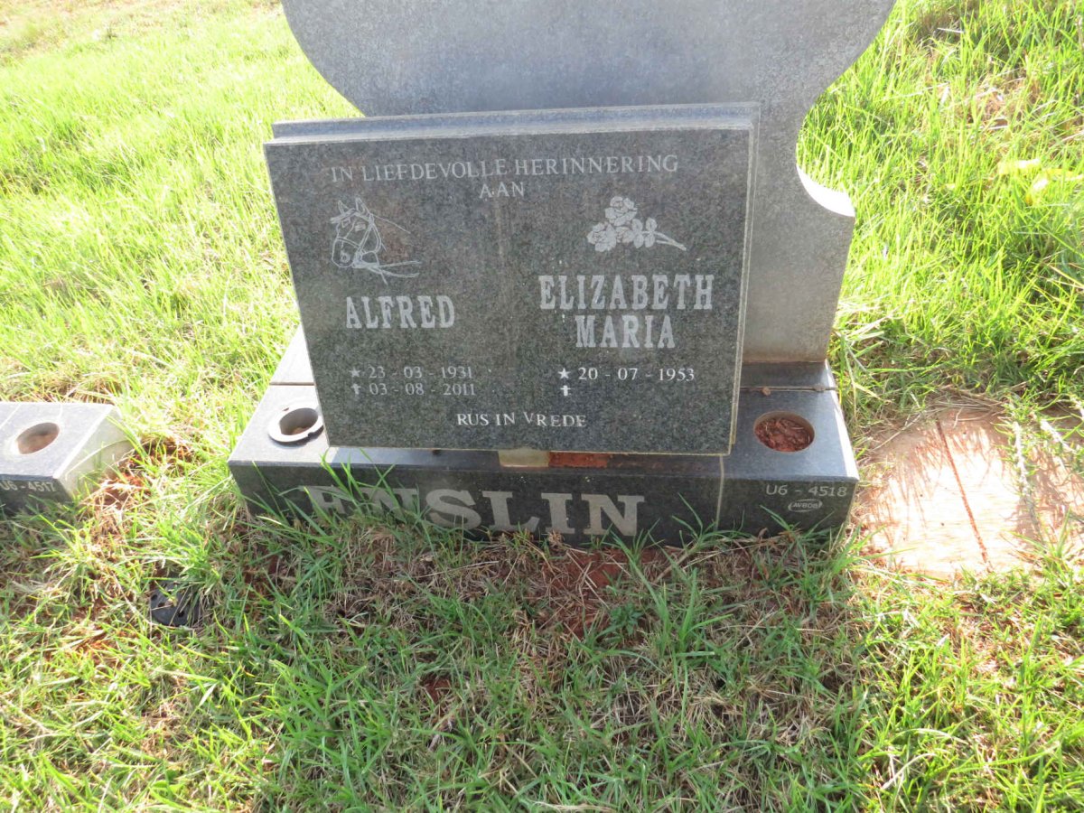 ENSLIN Alfred 1931-2011 :: ENSLIN Elizabeth Maria 1953-