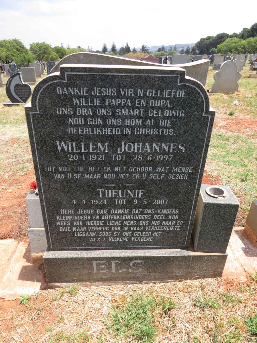 ELS Willem Johannes 1921-1997 & Theunie 1924-2007