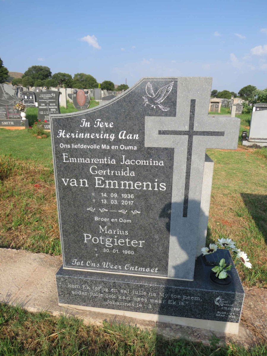 EMMENIS Emmarentia Jacomina Gertruida, van 1936-2017 :: POTGIETER Marius 1960-