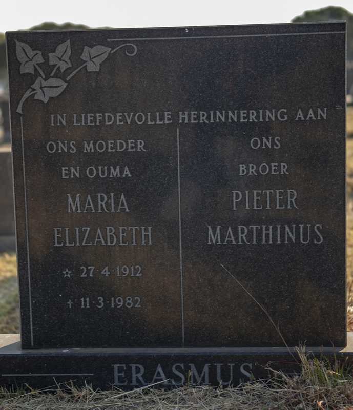 ERASMUS Maria Elizabeth 1912-1982 :: ERASMUS Pieter Marthinus