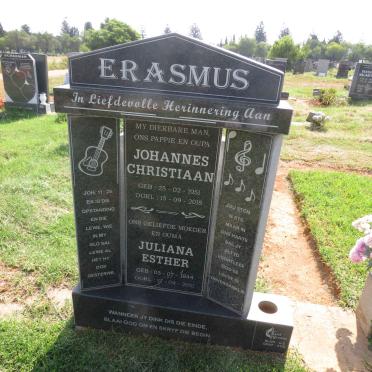 ERASMUS Johannes Christiaan 1951-2018 & Juliana Esther 1944-2021