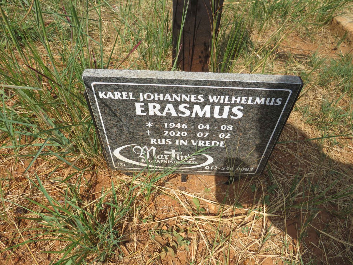 ERASMUS Karel Johannes Wilhelmus 1946-2020