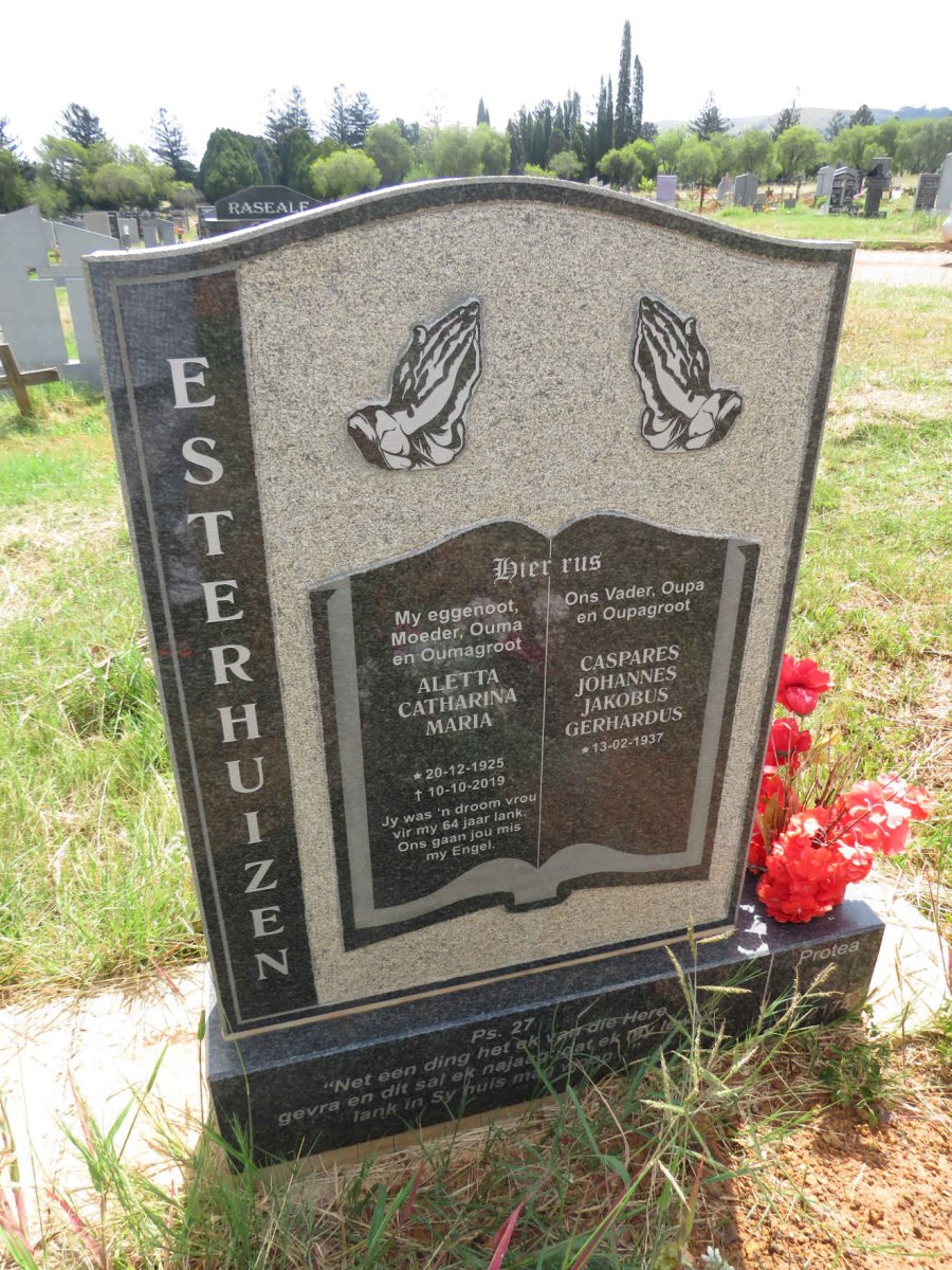ESTERHUIZEN Caspares Johannes Jakobus Gerhardus 1937- & Aletta Catharina Maria 1925-2019
