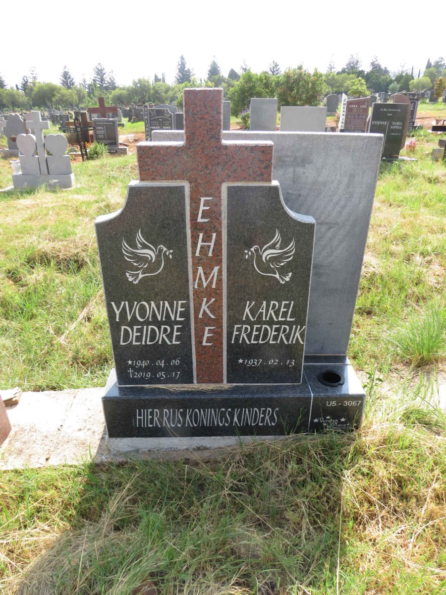 EHMKE Karel Frederik 1937- & Yvonne Deidre 194?-2019