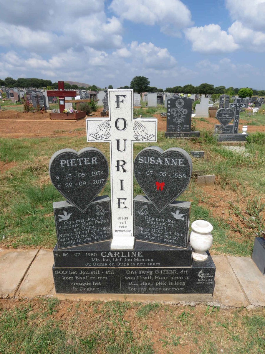 FOURIE Pieter 1954-2017 & Susanne 1958- :: FOURIE Carline 1980- 
