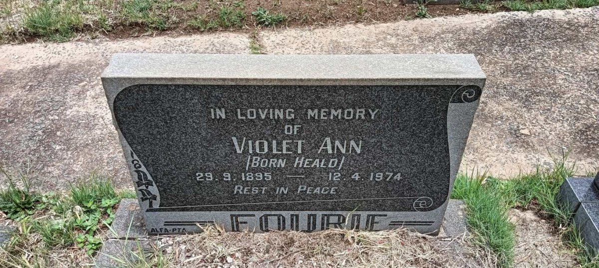 FOURIE Violet Ann nee HEALD 1895-1974