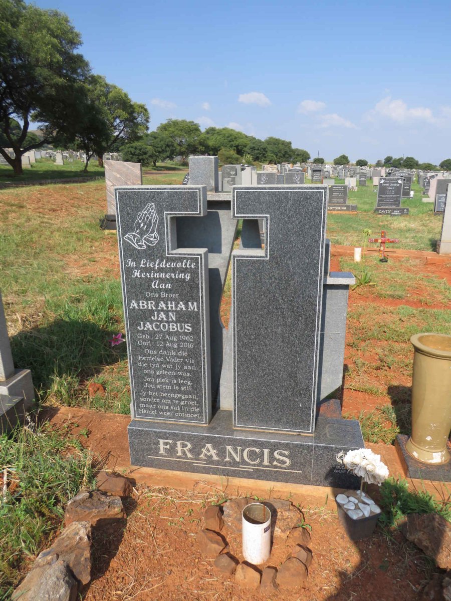FRANCIS Abraham Jan Jacobus 1962-2016