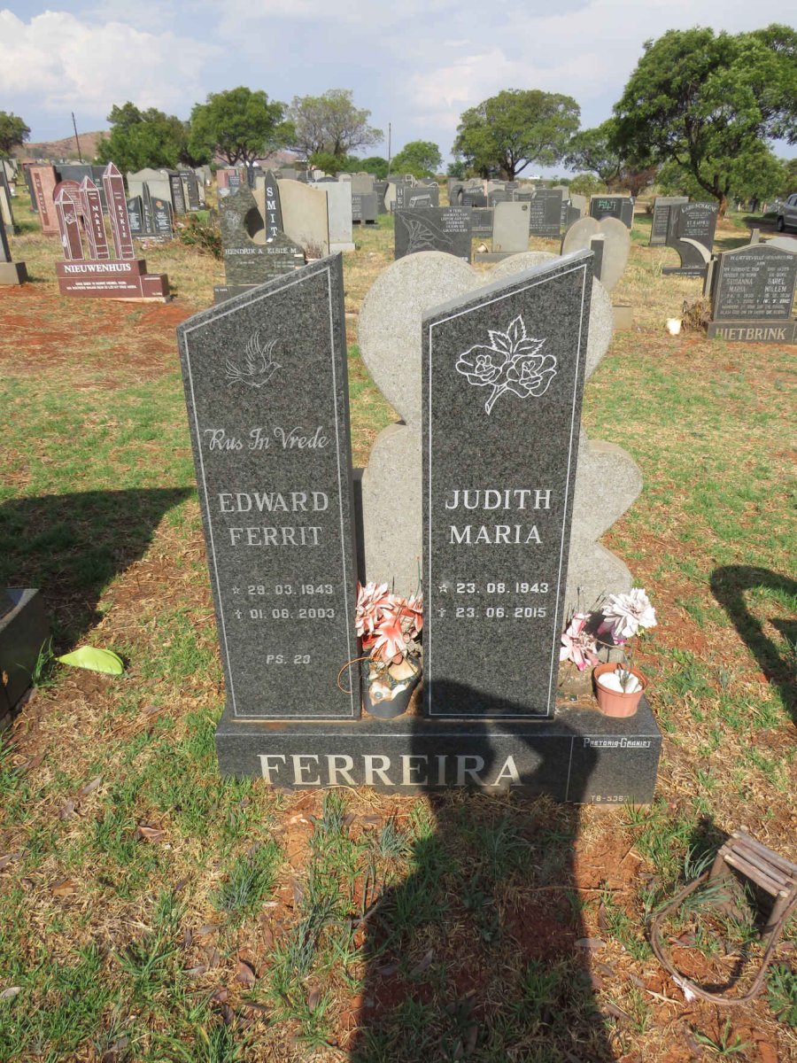 FERREIRA Edward Ferrit 1943-2003 & Judith Maria 1943-2015
