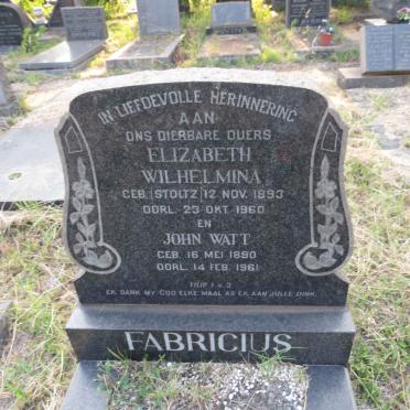 FABRICIUS John Watt 1890-1961 & Elizabeth Wilhelmina STOLTZ 1893-1960