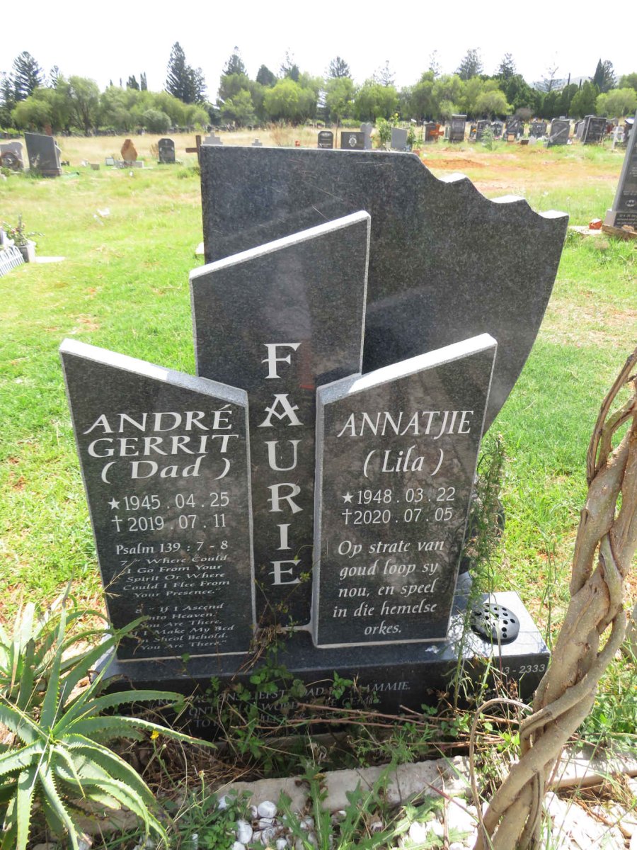 FAURIE Andre Gerrit 1945-2019 & Annatjie 1948-2020