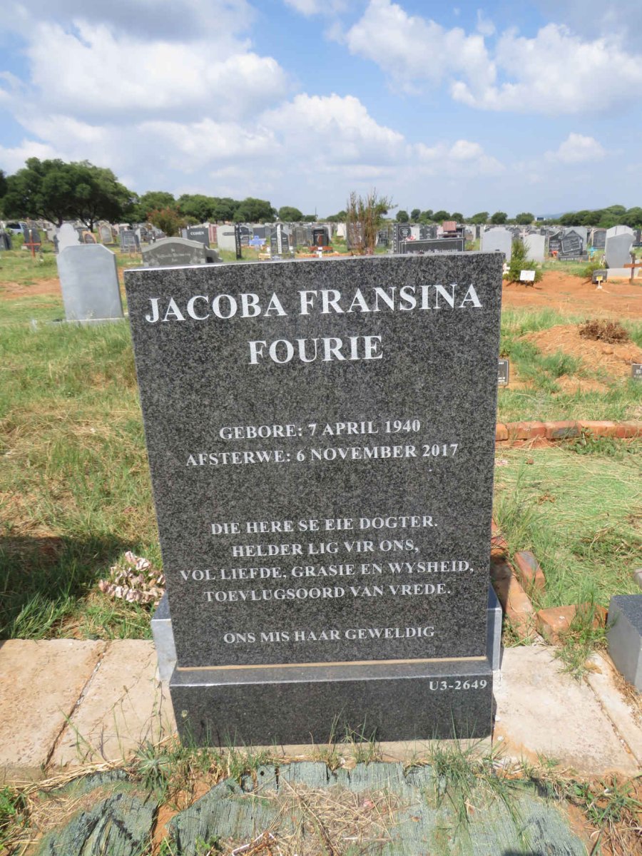 FOURIE Jacoba Fransina 1940-2017