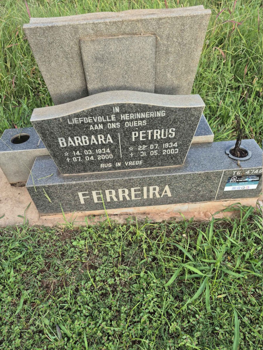 FERREIRA Petrus 1934-2003 & Barbara 1934-2000