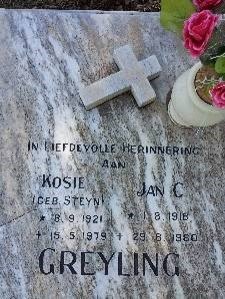 GREYLING Jan C. 1918-1980 &amp; Kosie STEYN 1921-1979
