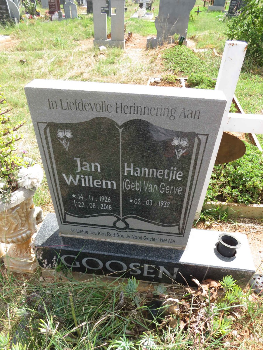 GOOSEN Jan Willem 1926-2018 & Hannetjie VAN GERVE 1932- 