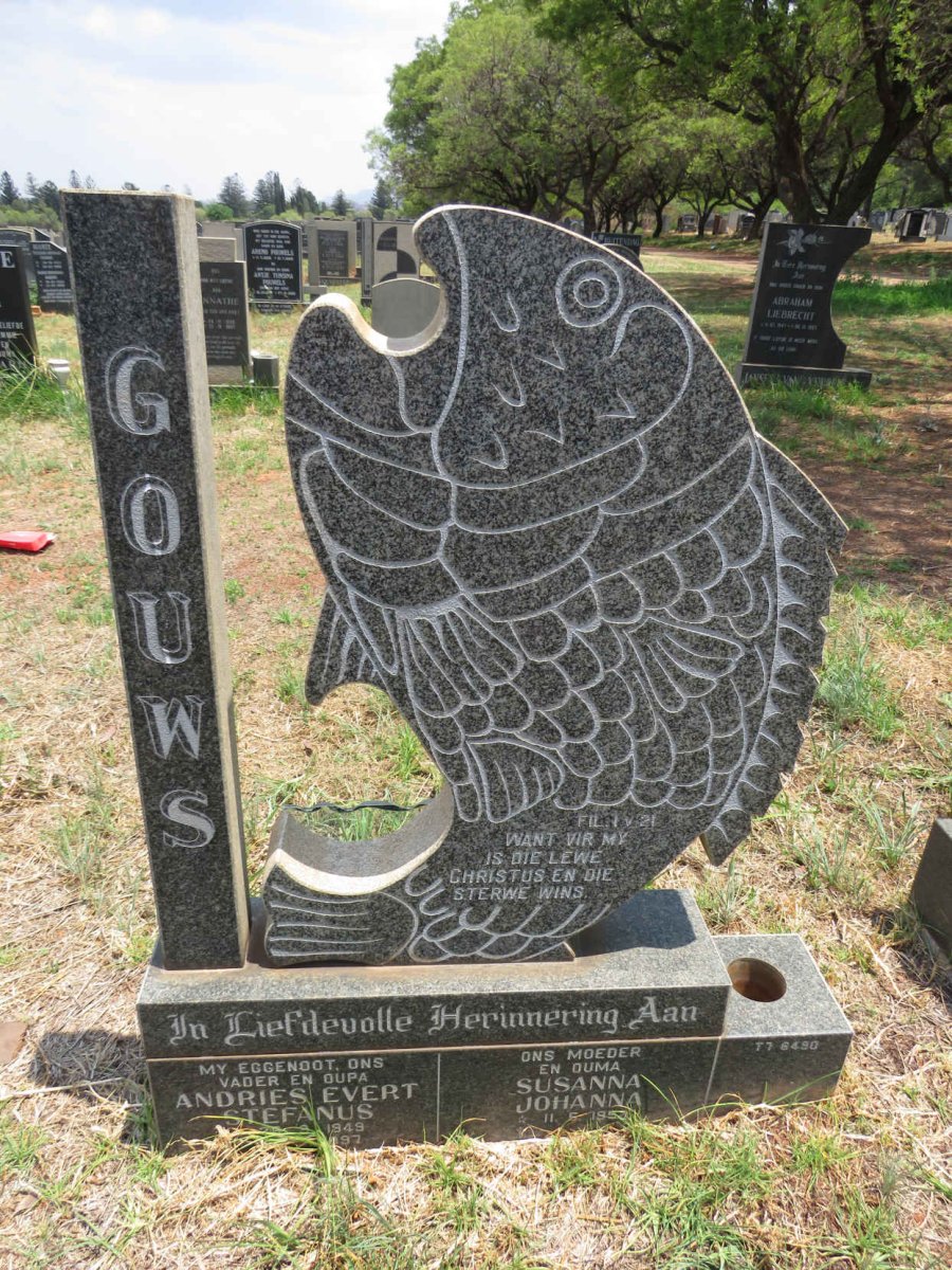 GOUWS Andries Evert Stefanus 1949-1997 & Susanna Johanna 195?