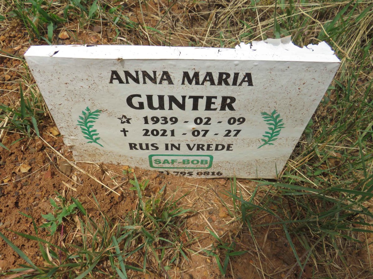 GUNTER Anna Maria 1939-2021