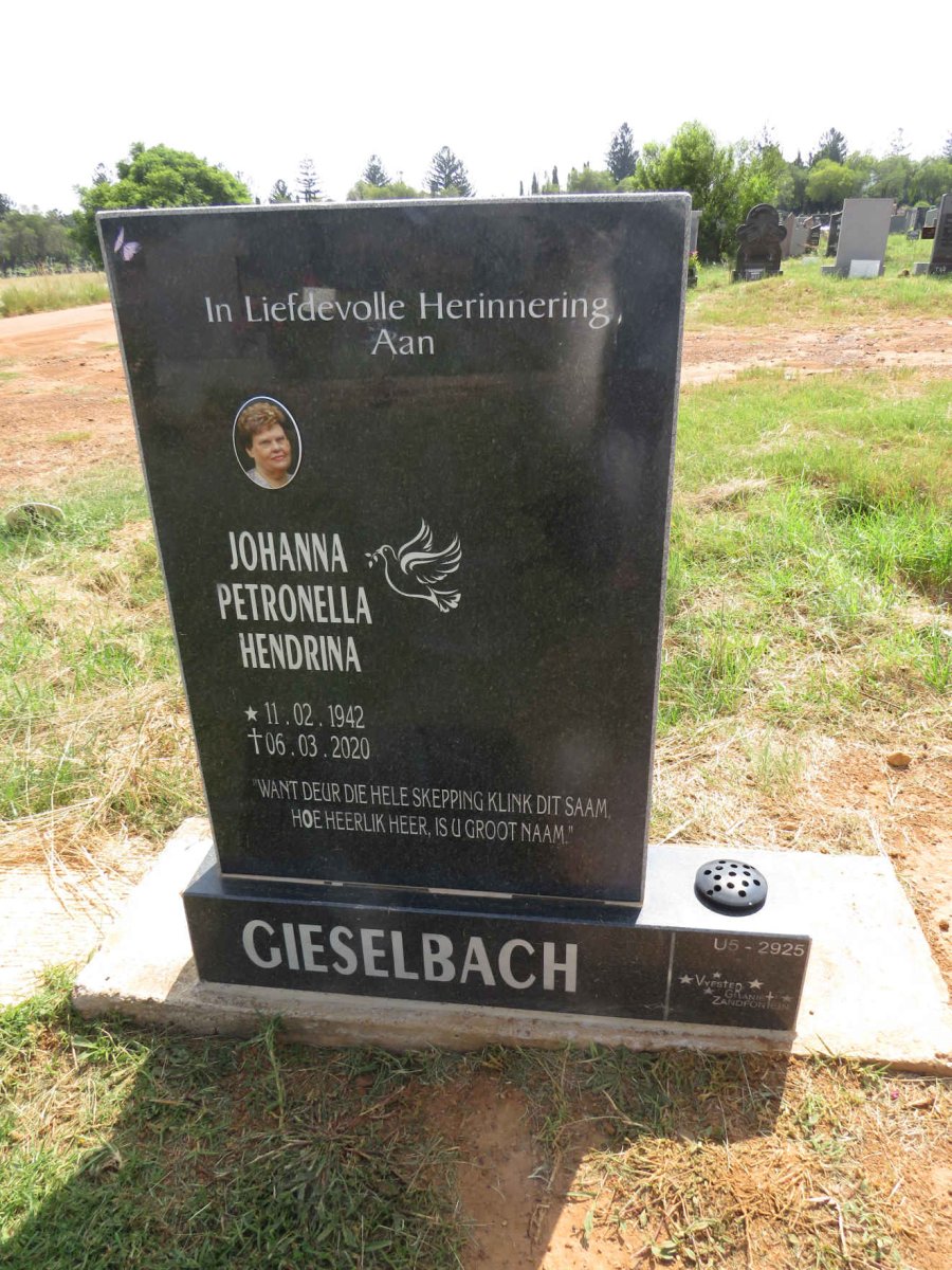 GIESELBACH Johanna Petronella Hendrina 1942-2020