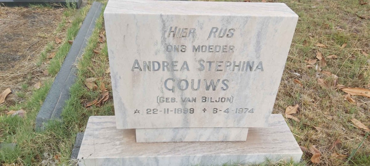 GOUWS Andrea Stephina nee VAN BILJON 1898-1974
