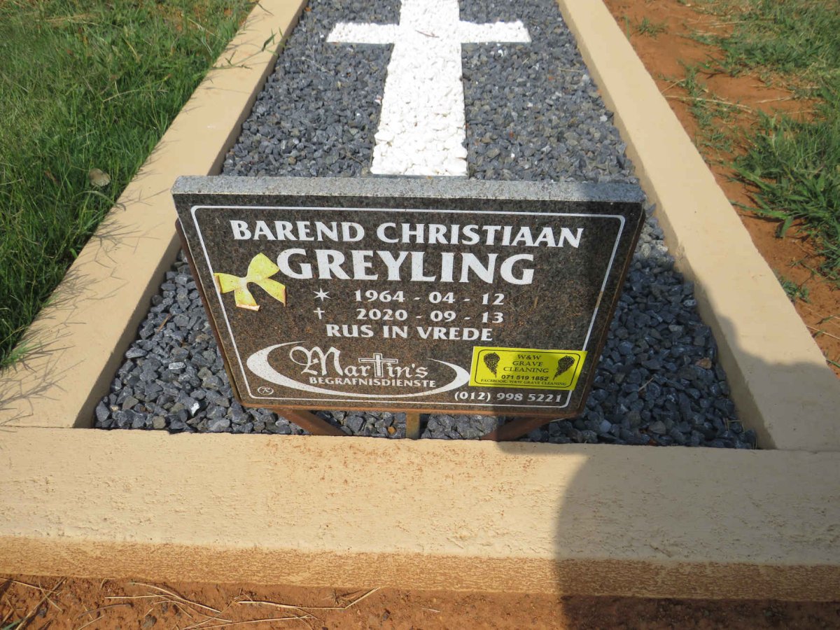 GREYLING Barend Christiaan 1964-2020
