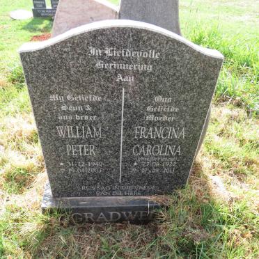 GRADWELL William Peter 1949-2003 & Francina Carolina DE FLAMINGH 1922-2013