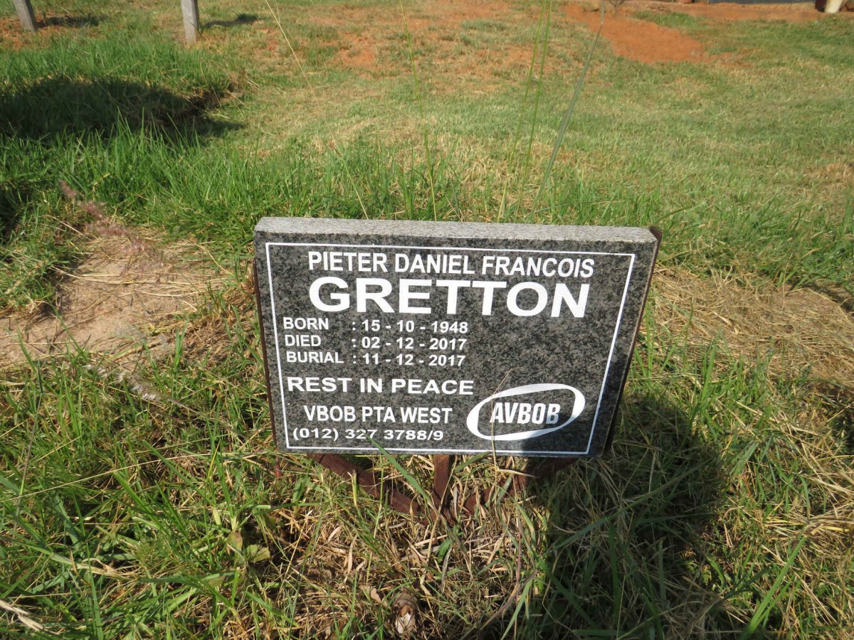 GRETTON Pieter Daniel Francois 1948-2017