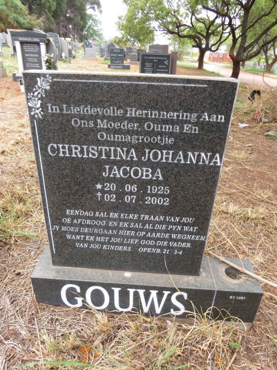 GOUWS Christina Johanna Jacoba 1925-2002