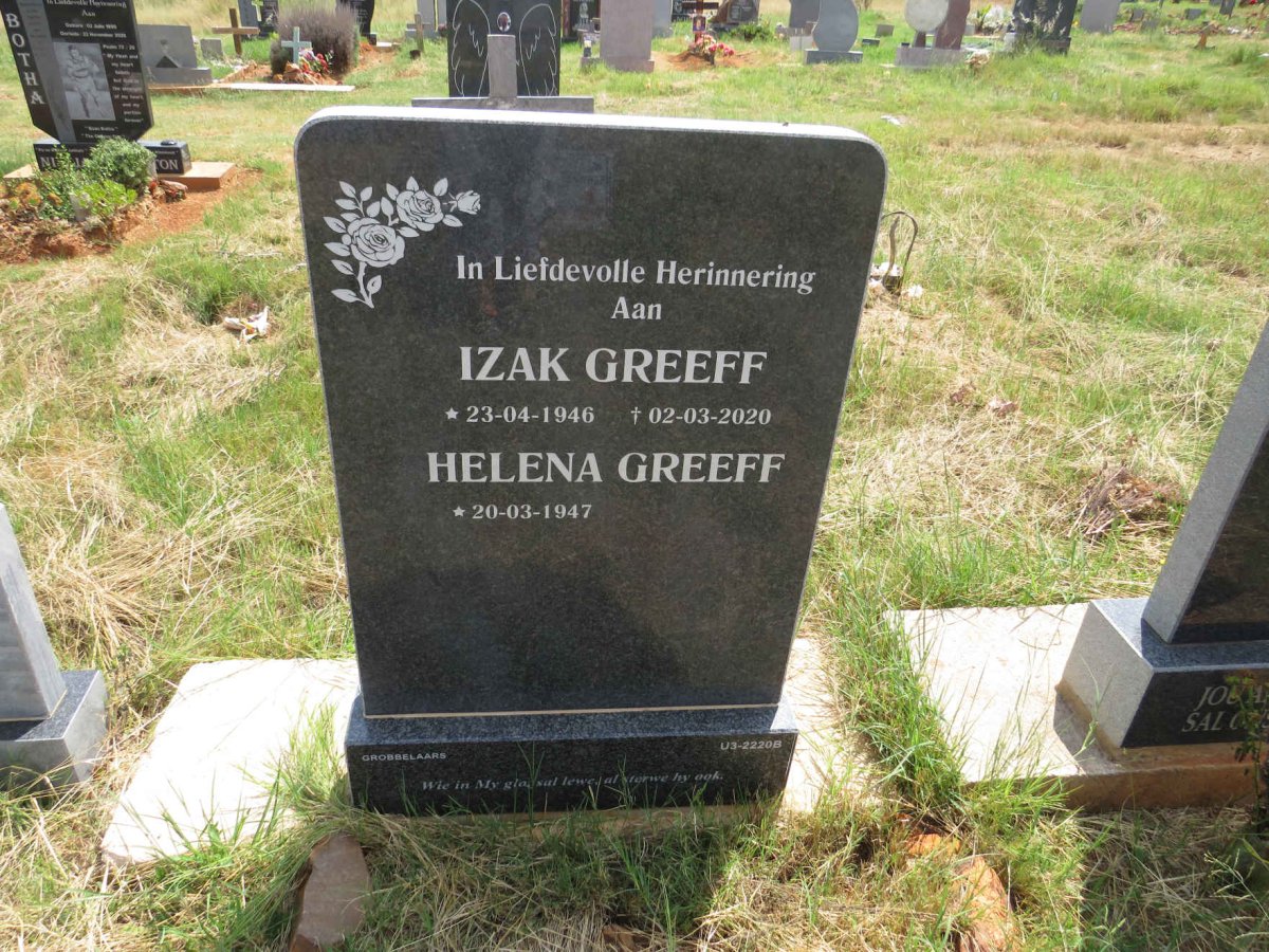 GREEFF Izak 1946-2020 & Helena 1947- 