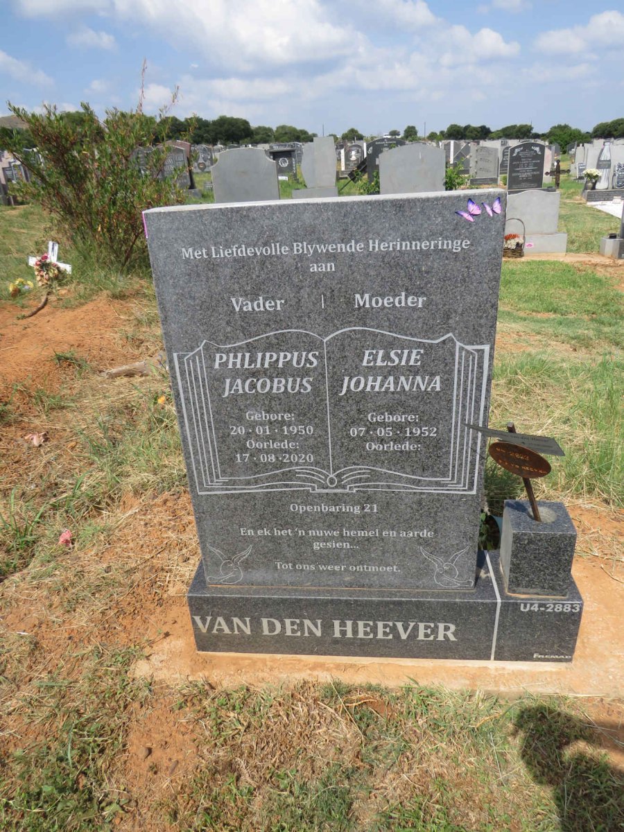HEEVER Phlippus Jacobus, van den 1950-2020 & Elsie Johanna 1952- 