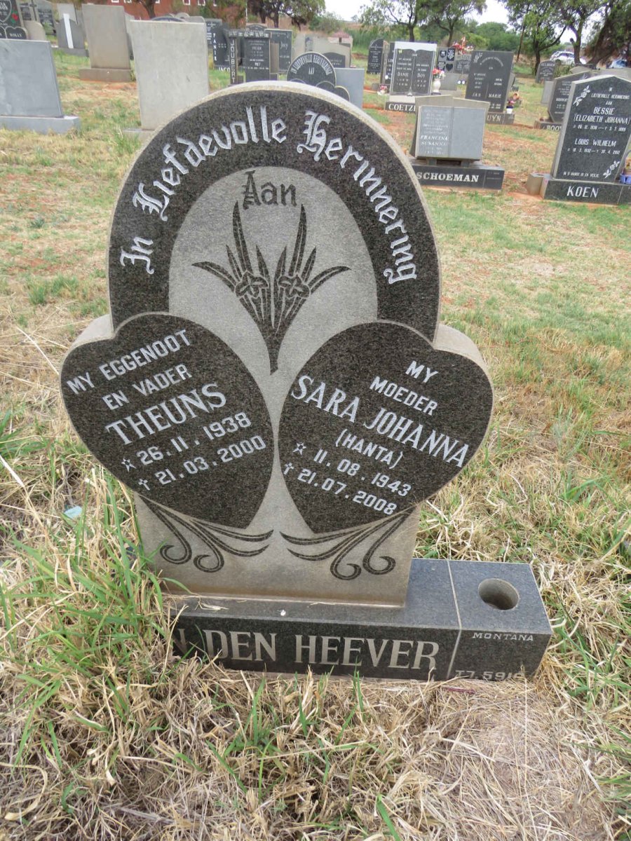 HEEVER Theuns, van den 1938-2000 & Sara Johanna 1943-2008