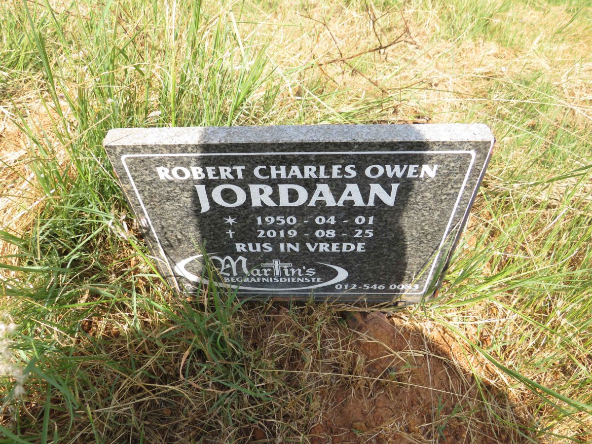 JORDAAN Robert Charles Owen 1950-2019